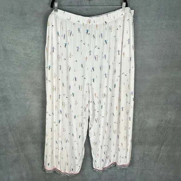 Anthropologie Pajama Pants Womens 3X White Emily Isabella Winter Skater Holiday - Picture 8 of 16